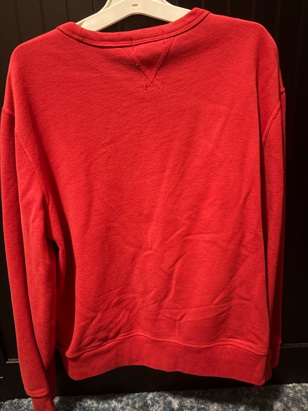 Polo by Ralph Lauren Women's Bright Red Crewneck Sweatshirt with Navy Pony - Picture 2 of 2